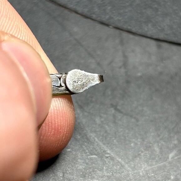 Sterling Silver 925 Flattened Curb Herringbone Necklace 18'' L Spring Ring Clasp - Picture 8 of 11